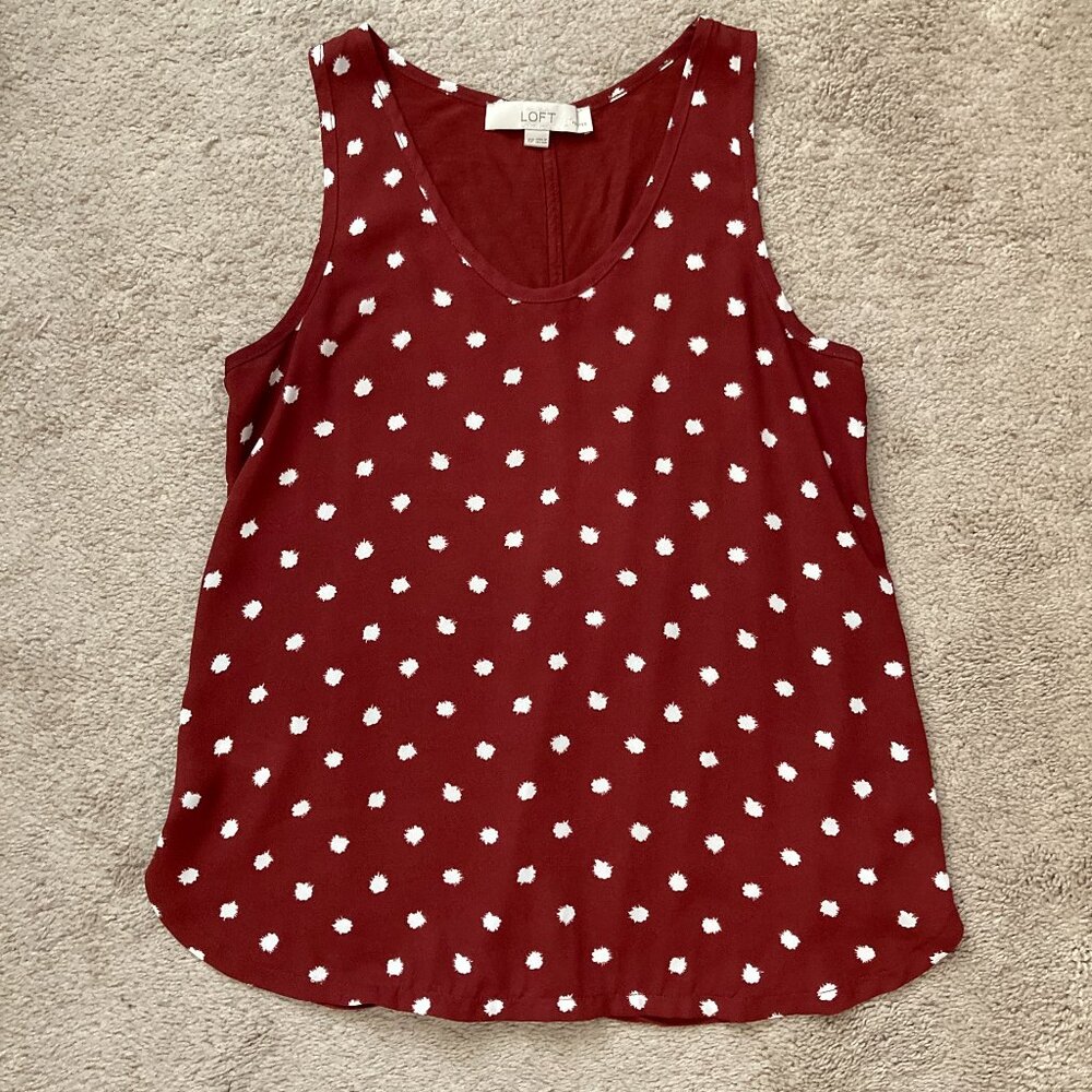 LOFT maroon polka dot tank size XS